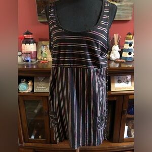 Black Tank Cover up or sundress with Striped purple and pink colors